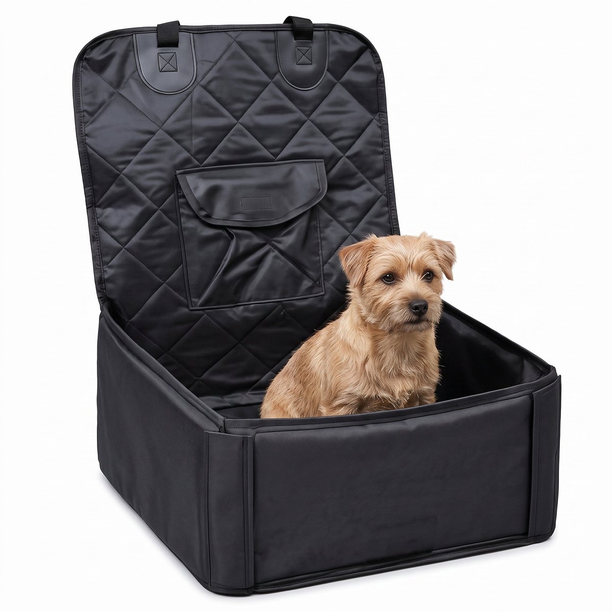 Cheqo® Hondenmand Auto - Autostoel Hond - Autostoel voor Honden - Automand Hond - Hondenstoel - Autozitje Hond - voor Achterbank en Voorstoel - voor Kleine en Middelgrote Honden - Puppy - Waterafstotend - Antislip - met Opbergvak - Reismand Hond
