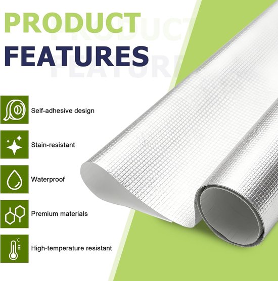 Praktische Warmtebescherming: Zelfklevende Isolatiematte van 60cm x 200cm, Aluminized Thermische Barrière voor Slangen, Hoge Temperatuur Isolatie en Warmtebeschermingsdeken voor Auto's — afbeelding 4