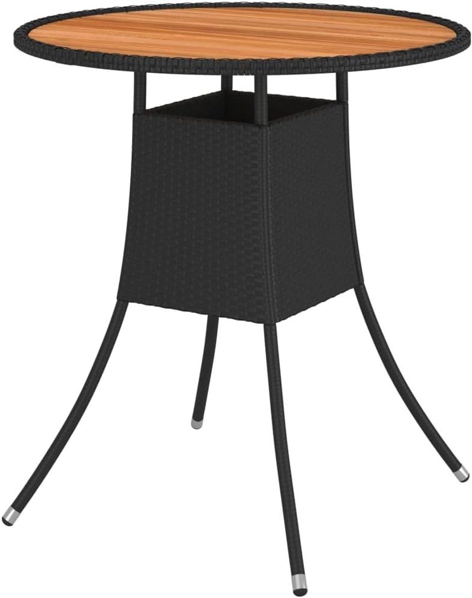 Tuineettafel Rond - Buiten Eettafel Terras - Buiten Eten Genieten - Massief Acacia Hout - 70 x 73 cm - Zwart