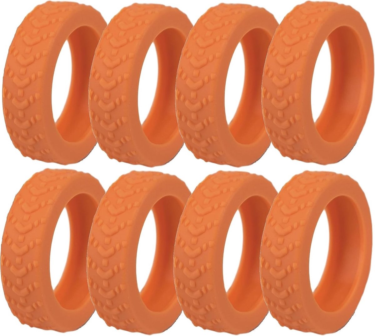 Set van 8 Siliconen Wielen Beschermhoezen voor Bagage en Koffers, Antislip en Waterdicht, Ideaal voor Kantoormeubelen en Spinner Wielen, Zwart en Oranje
