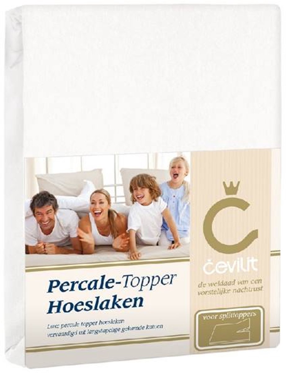 Cevilit Percale Splittopper Hoeslaken - Wit - 180x220 cm