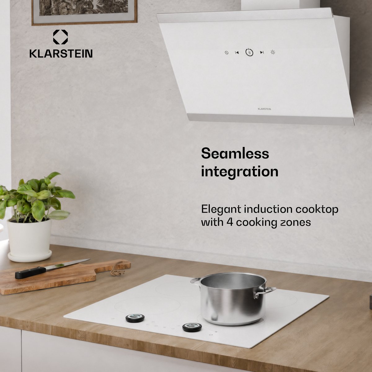 Klarstein Neotouch inductiekookplaat – 4 zone inductiekookplaat, 7200 W boost, touch & draaiknop bediening, kinderslot, oververhittingsbeveiliging