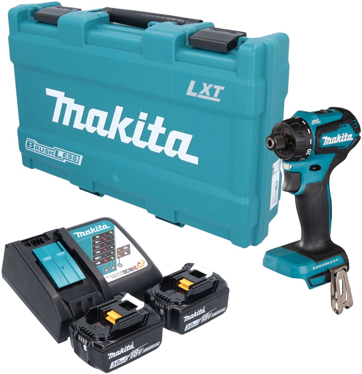 Makita DDF 083 RFK accu-boorschroevendraaier 18 V 40 Nm 1/4" borstelloos + 2x accu 3,0 Ah + oplader + koffer