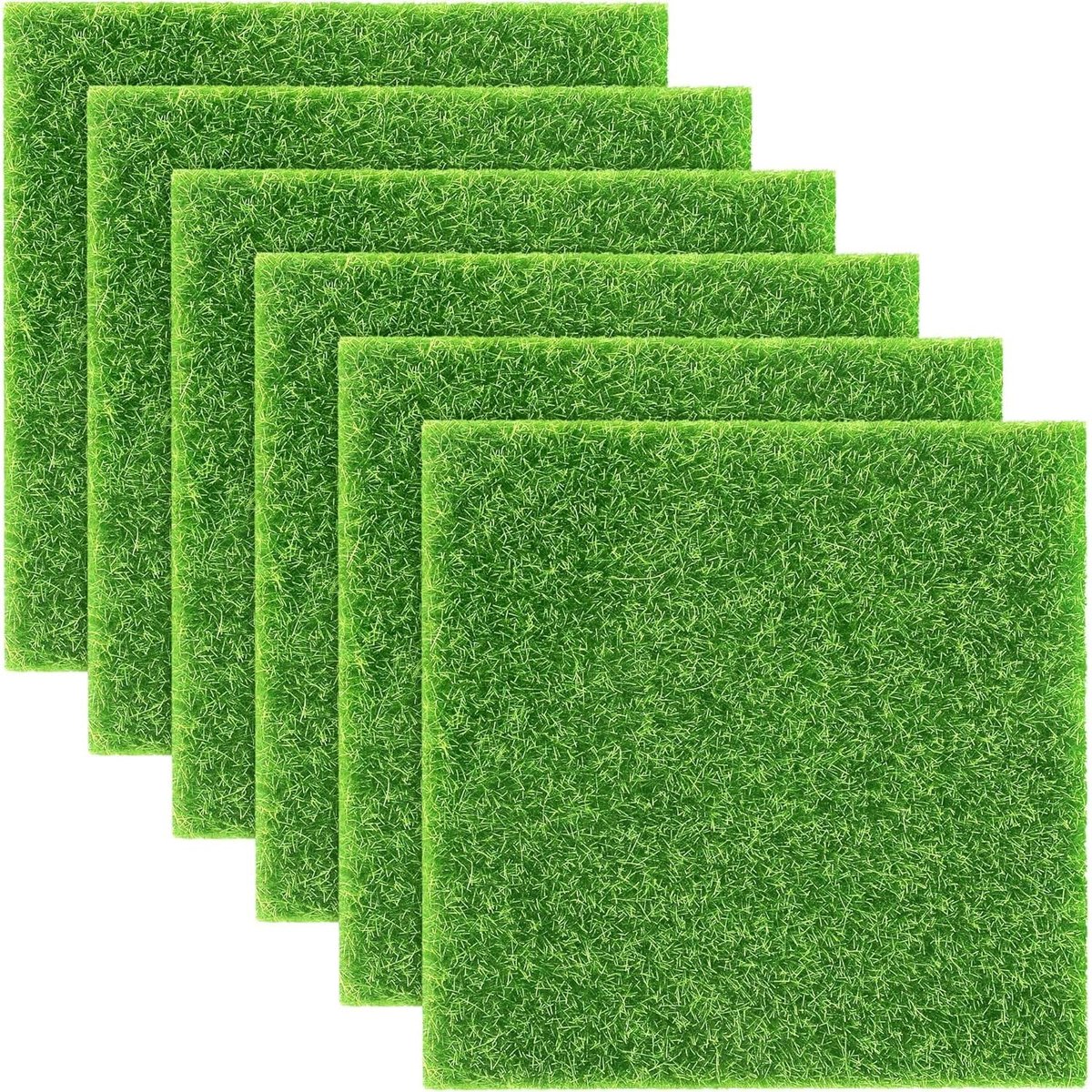 Set van 6 stukken kunstgras voor knutselprojecten 15x15cm