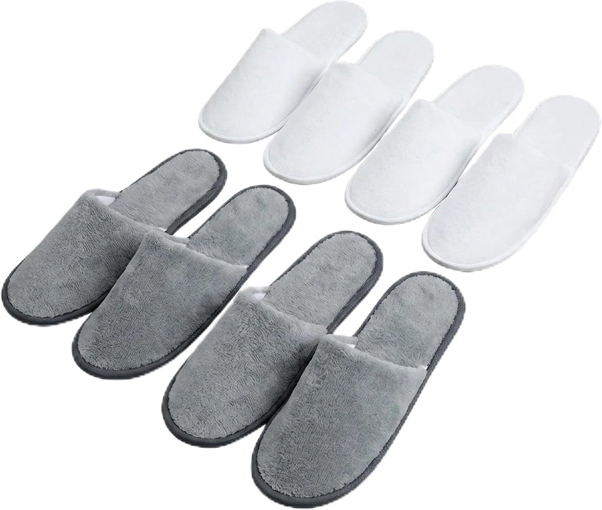 Set van 4 paar comfortabele hotelpantoffels maat 42, antislip en ademend, ideaal voor gasten, bruiloften en spa's