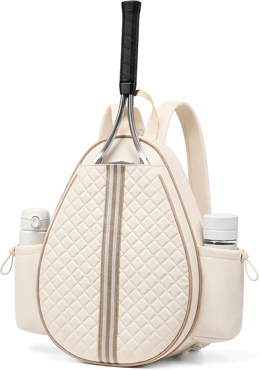 Tennisrugzak - Beige - - Waterdichte Tennistas met Meerlaags Ontwerp - Voor Dames en Heren