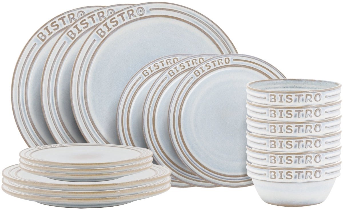 Cosy & Trendy Serviesset Bistro Vintage White 18-delig / 6 personen - 6 dinerborden, 6 ontbijtborden & 6 kommen