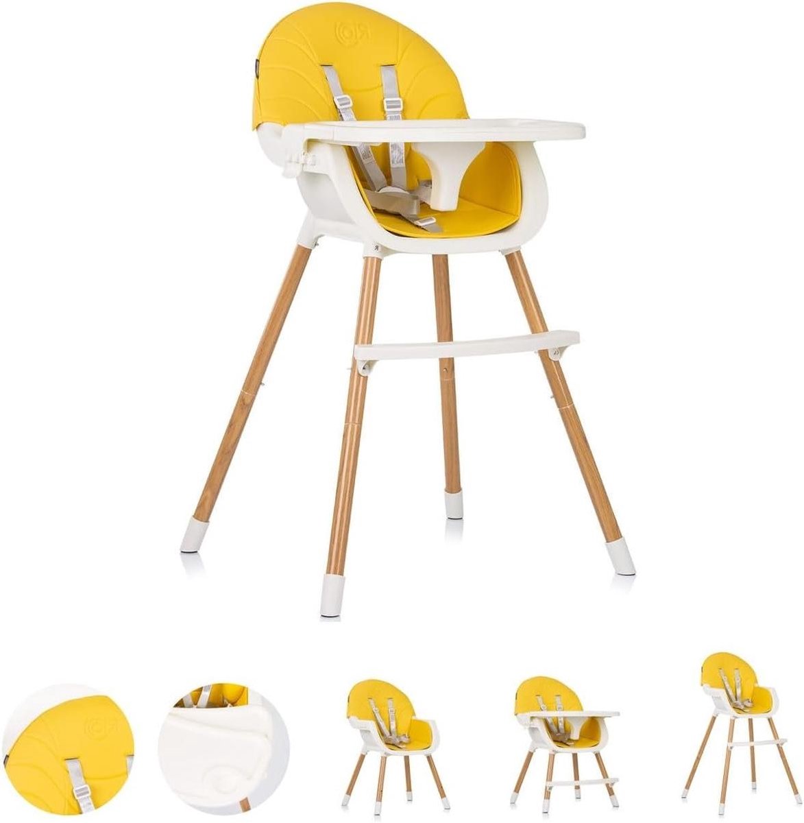 Kinderstoel 2-in-1 - Baby Stoel - Veilig Eten - Antislip poten - 51 x 61 x 84 cm - Geel wit