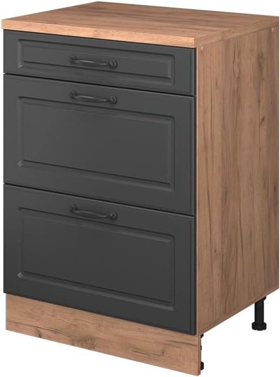 Keukenkast Ladekast - Opbergkast Keuken - Keuken Organiseren - Voor Schuine Wand - 60 cm Breed - Antraciet