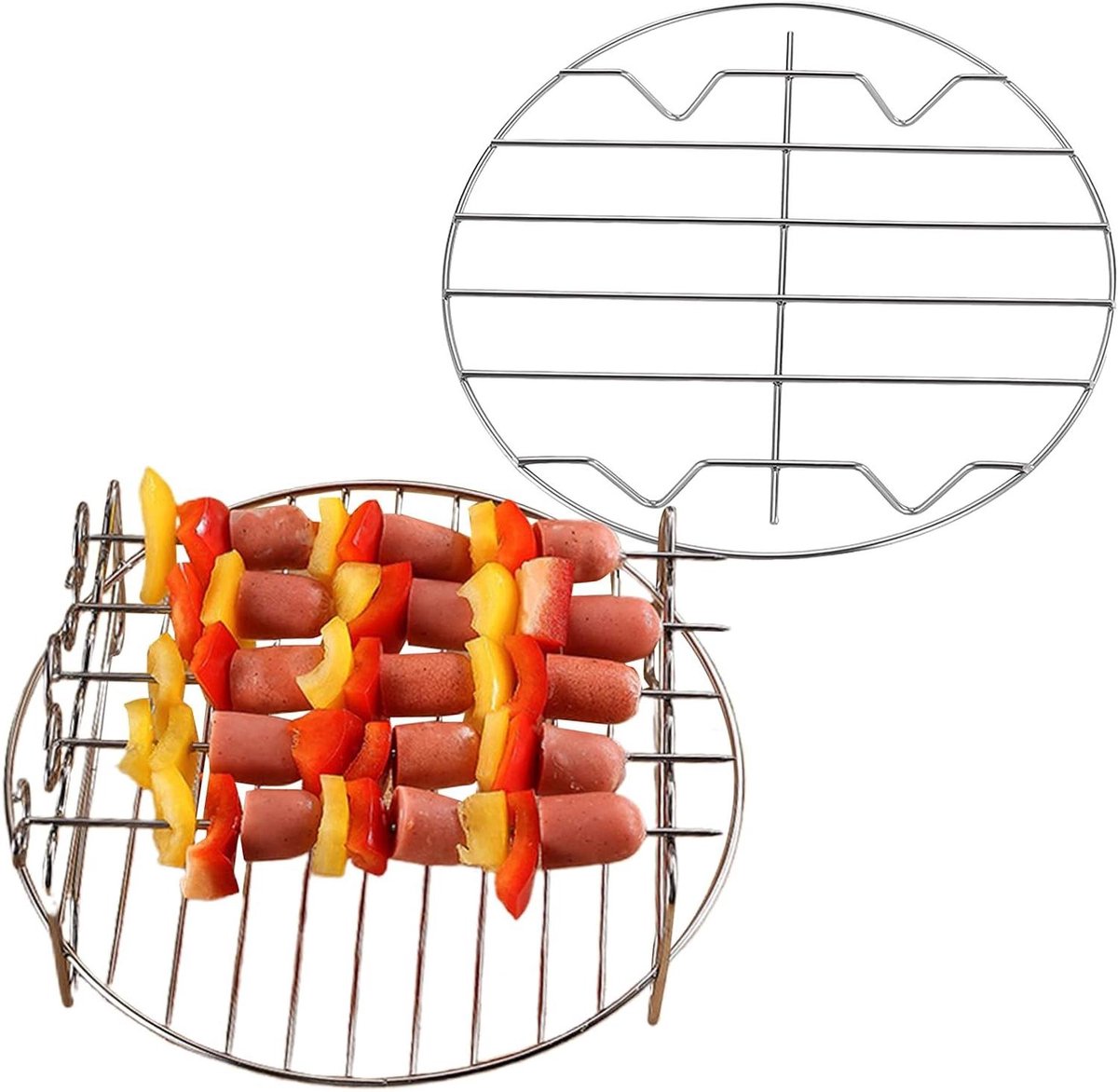 Airfryer Grillrooster Ronde Standaard Keuken Koken Vaatwasserbestendig 19.8 Cm Zilver