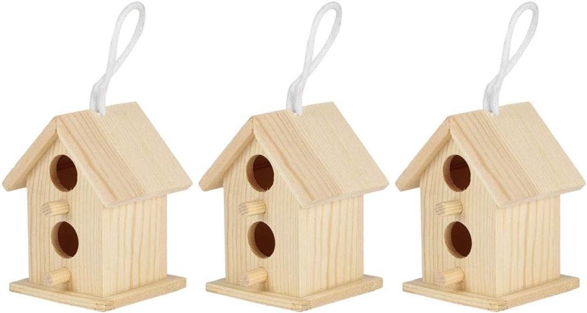 Vogelhuisjes - Hout - 3 Stuks - Duurzaam en Vochtbestendig - Voor Tuin en Balkon
