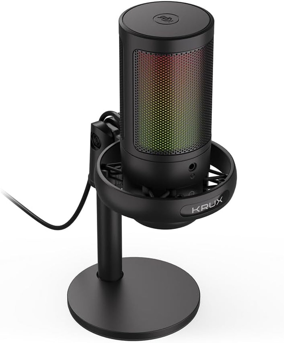 Pc Microfoon - USB Microfoon Stream Microfoon - Voice Chat Opnemen - Met GAIN Regelaar - 125 Gram - Zwart