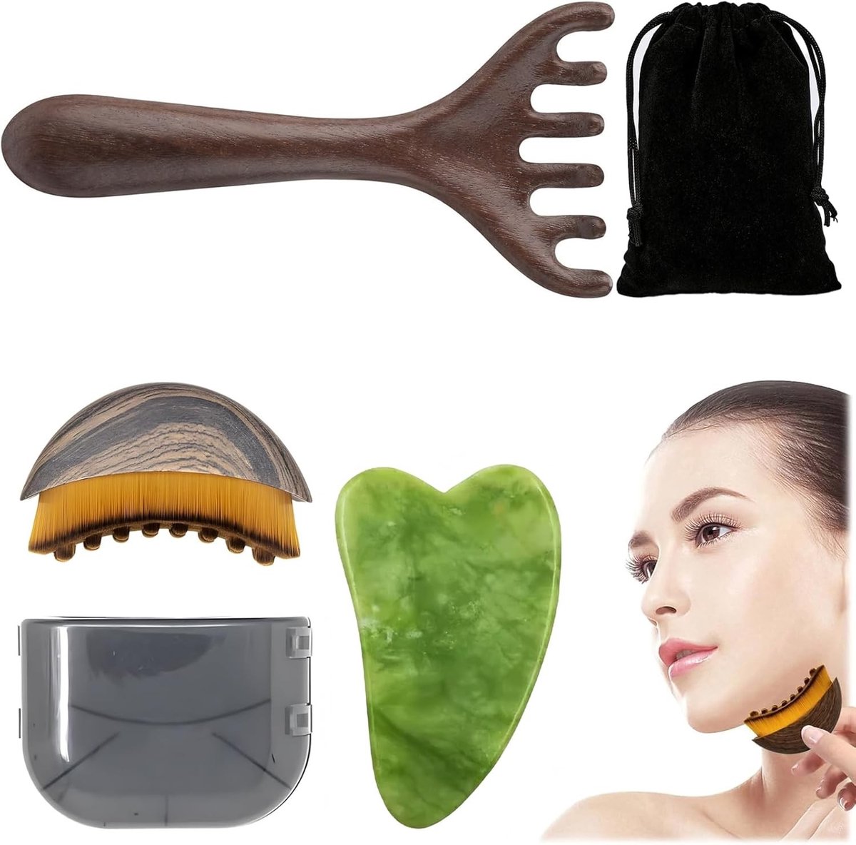 Ergonomische Gezichtsmassager voor Lymfedrainage en Dagelijkse Huidverzorging - Lymfatische Contourborstel Set voor Stralende Huid en Verbeterde Circulatie