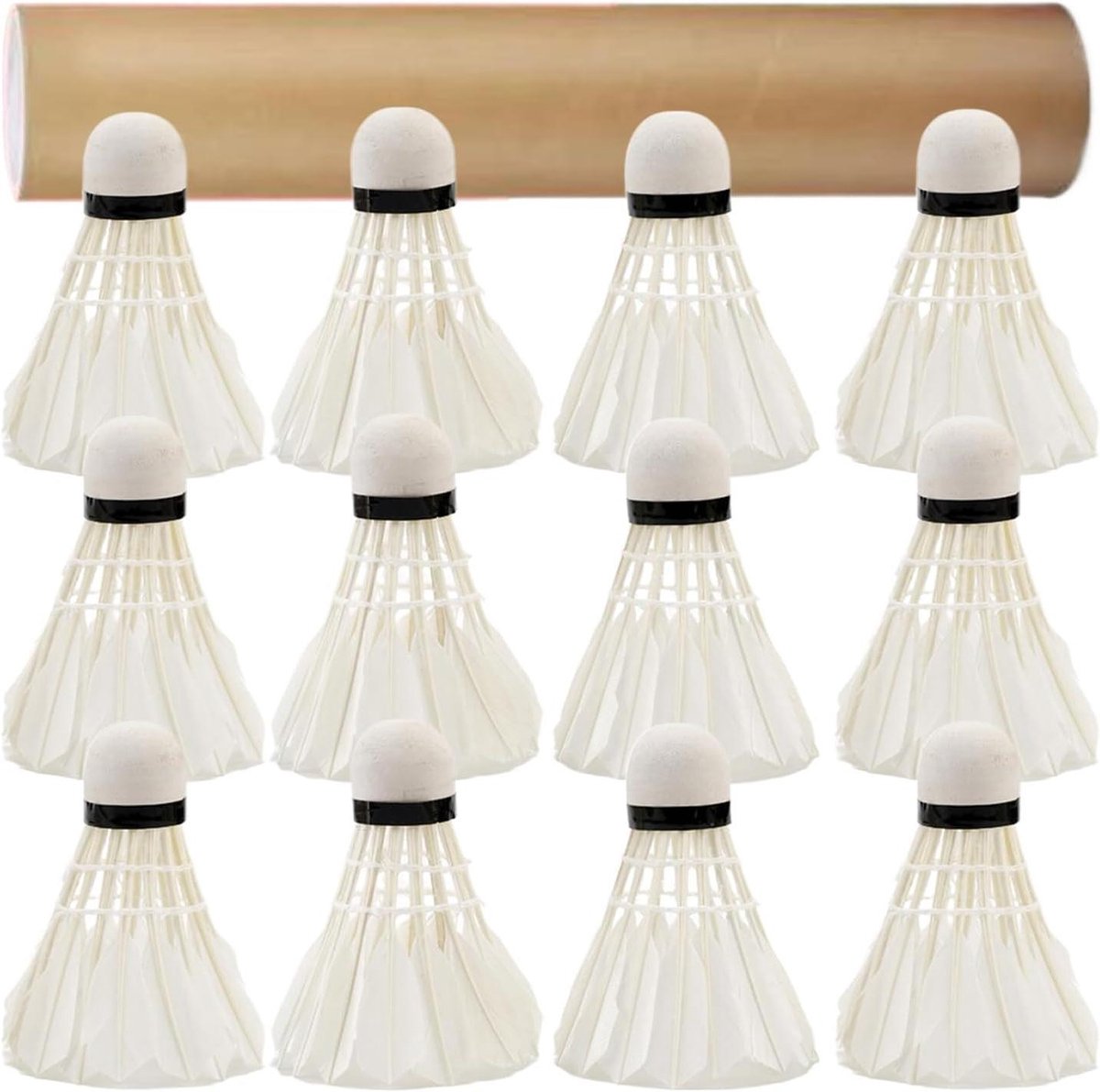 Badminton Shuttles - Trainingsballen Sport - Buiten Sporten - Robuuste Constructie - 12 Stuks - Wit