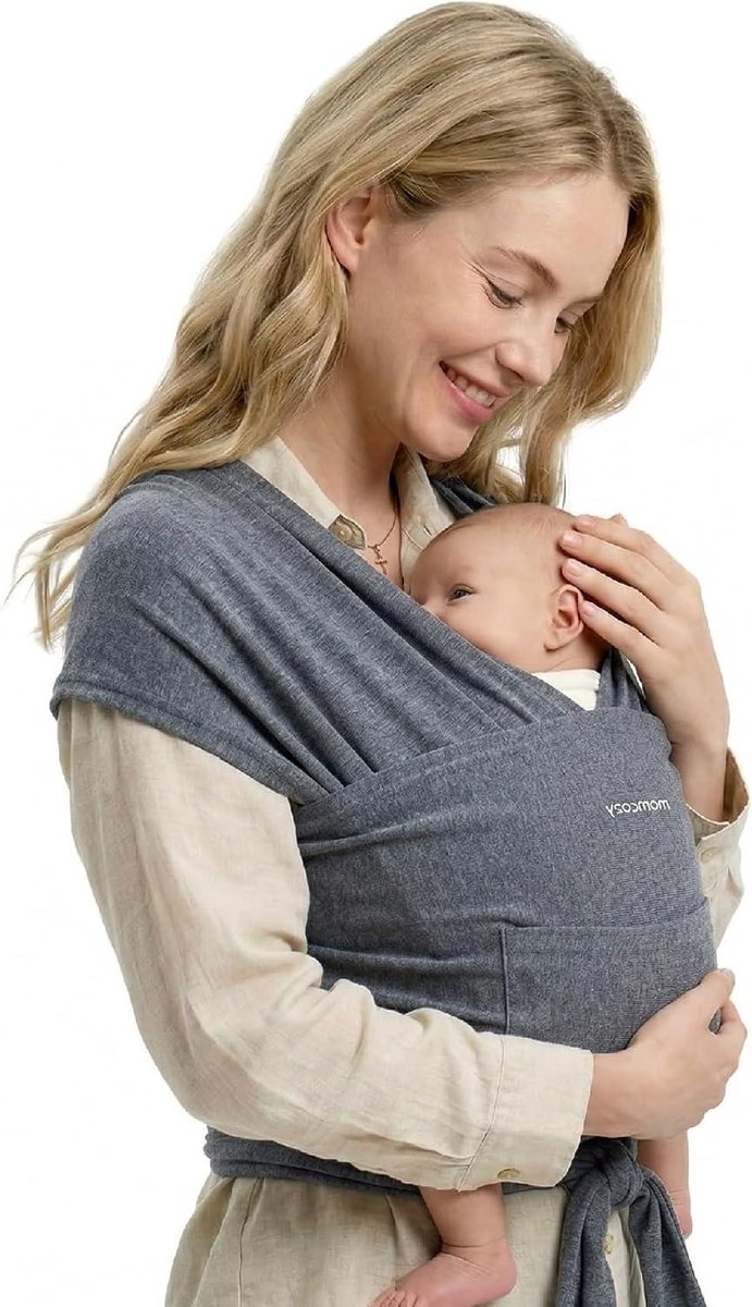 Babydraagdoek - Draagdoek Ring - Baby Comfort - Eenvoudig Aan te Brengen - 3.6-15 kg - Zwart-Grijs