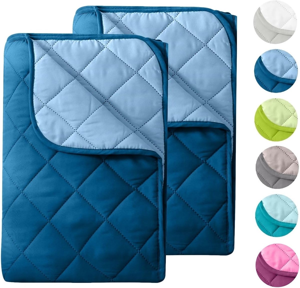 Zomerdekbed van microvezel in omkeerbaar design - Oeko-Tex - wasbaar op 95 °C - licht dekbed voor camping en warme dagen - te gebruiken zonder hoes - vrolijke kleuren - 2-delige set - 155 x 220 cm
