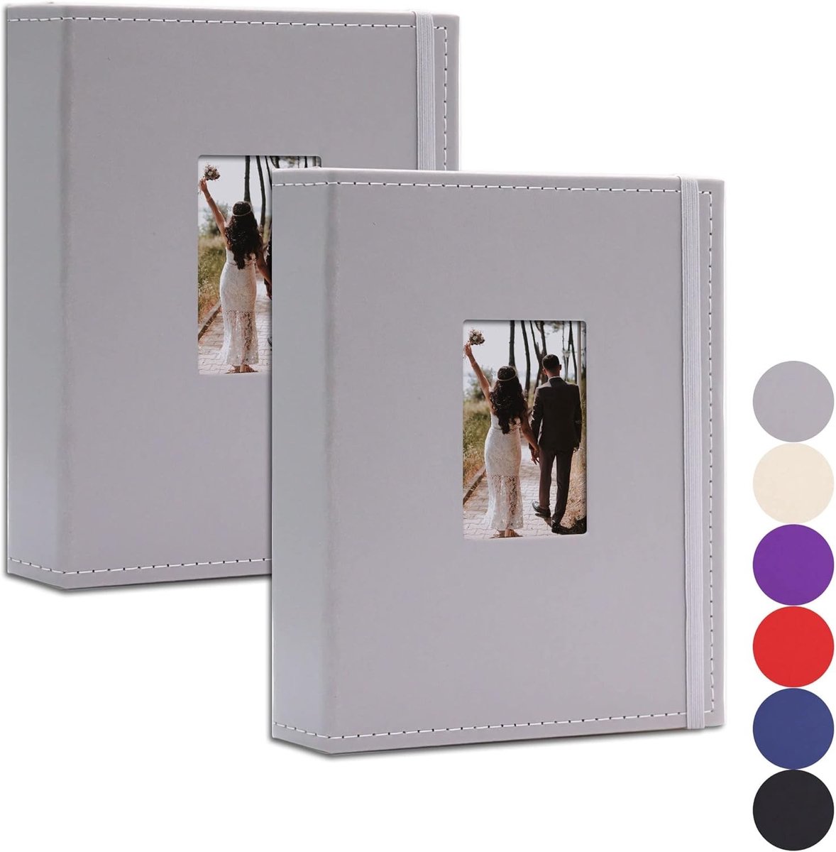 208 Compartiments Fotoalbum voor Polaroid - Geschikt voor Fujifilm Instax Mini, Perfect voor Kpop Fotokaarten, Grijs (2 Pack)