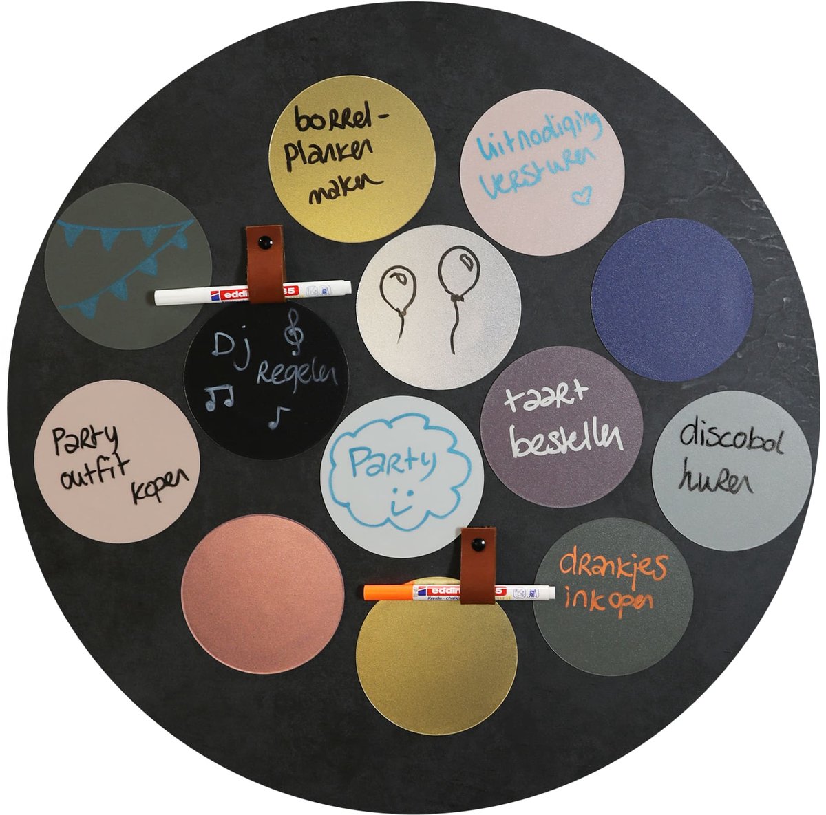 Beschrijfbare Magneetlabels Rond Zilver Metallic 12cm - Kamer26