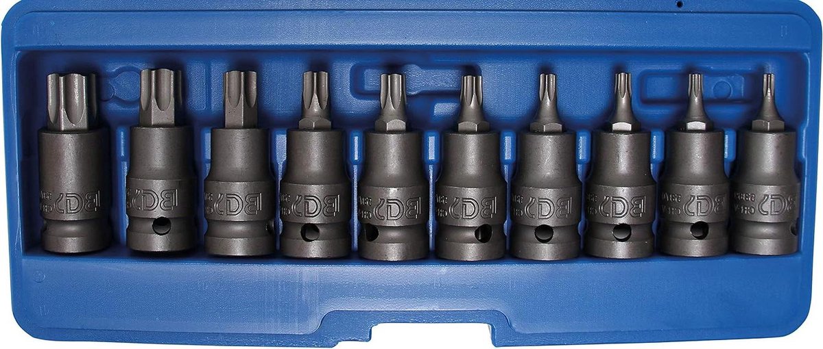 Kracht Dopsleutelbitset - Torx Bits - Vastzetten Schroeven - Chroom-Vanadium Staal - 10-dlg T20-T70 - Meerkleurig