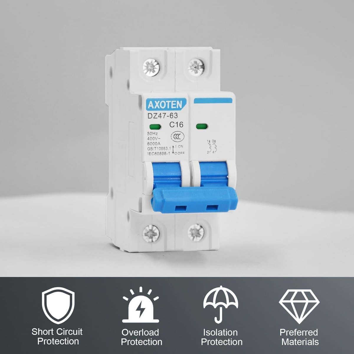 AC Circuit Breaker 2P 16A 400V - Overbelasting en Kortsluiting Bescherming voor Elektrische Installaties