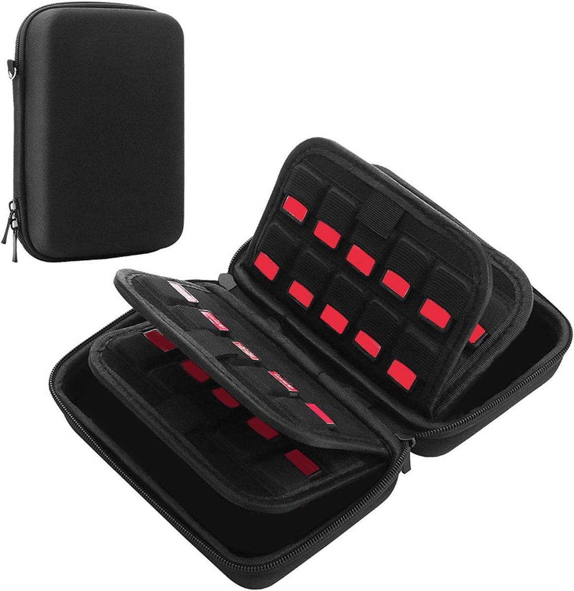80 Slots Game Card Case - EVA Nylon Hard Shell Opbergdoos voor Kaarten, Draagbare Organizer voor Kinderen en Volwassenen, Zwart
