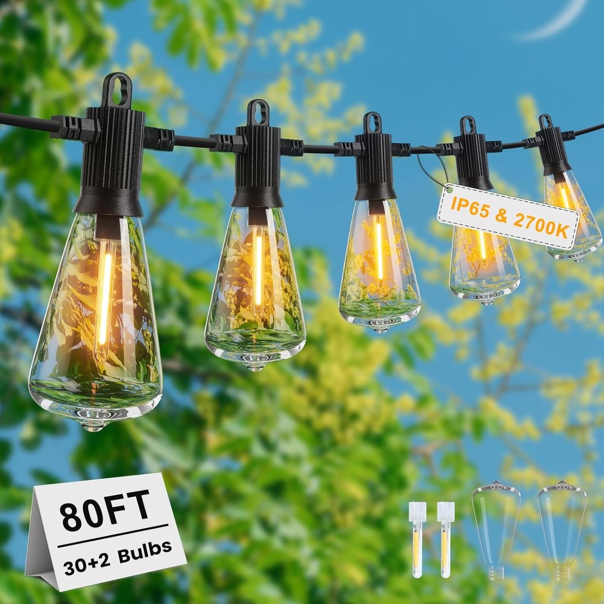 Buitenlampjes - Warm Wit - Dimbare LED Lichtslinger met 32 Lampjes - Waterdicht IP65 - Voor Tuin en Terras