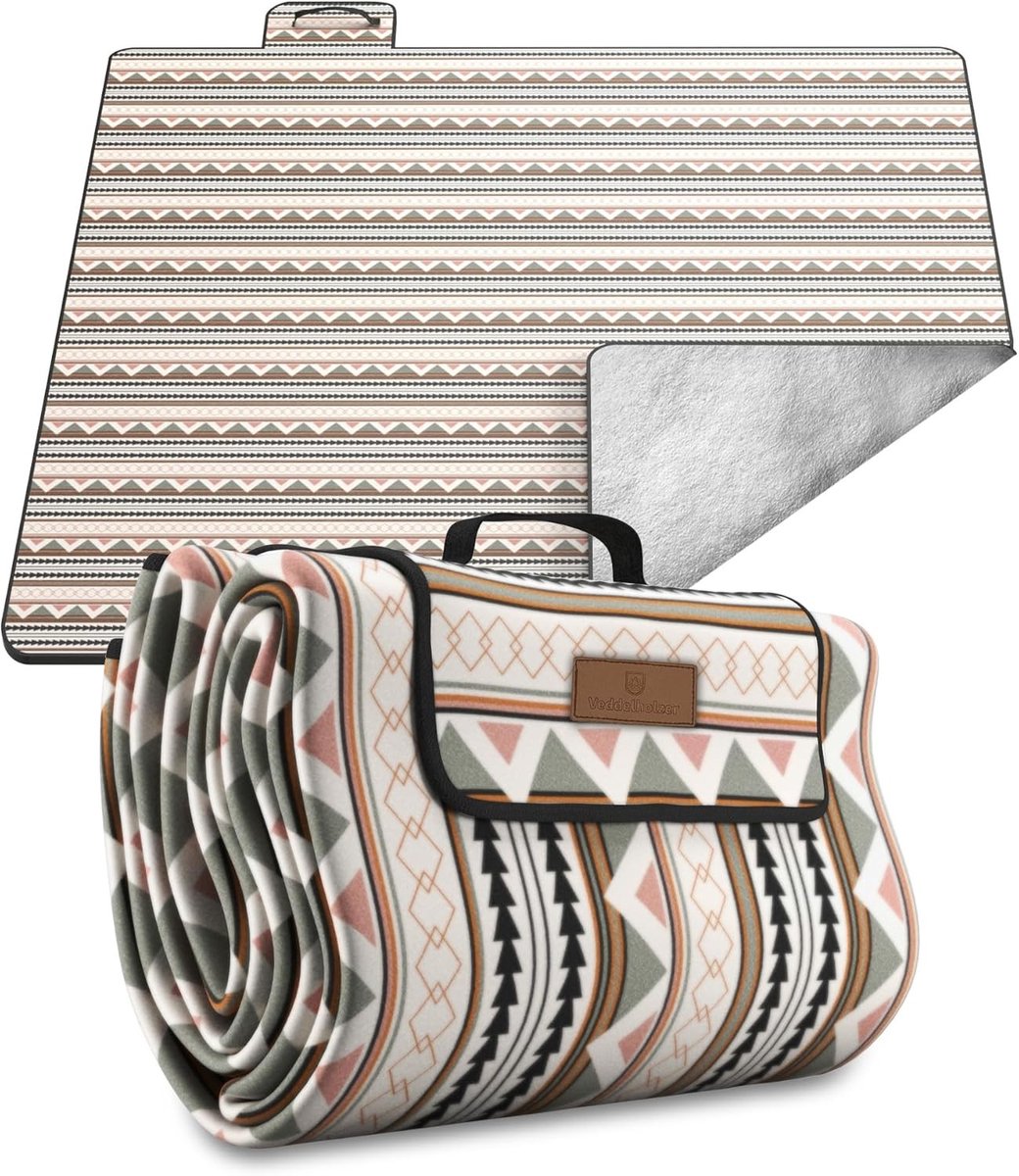 Strandmat met rugleuning - Bruin - 200 x 200 cm - Waterdichte Boho Picknickdeken - Voor Outdoor, Camping en Strand