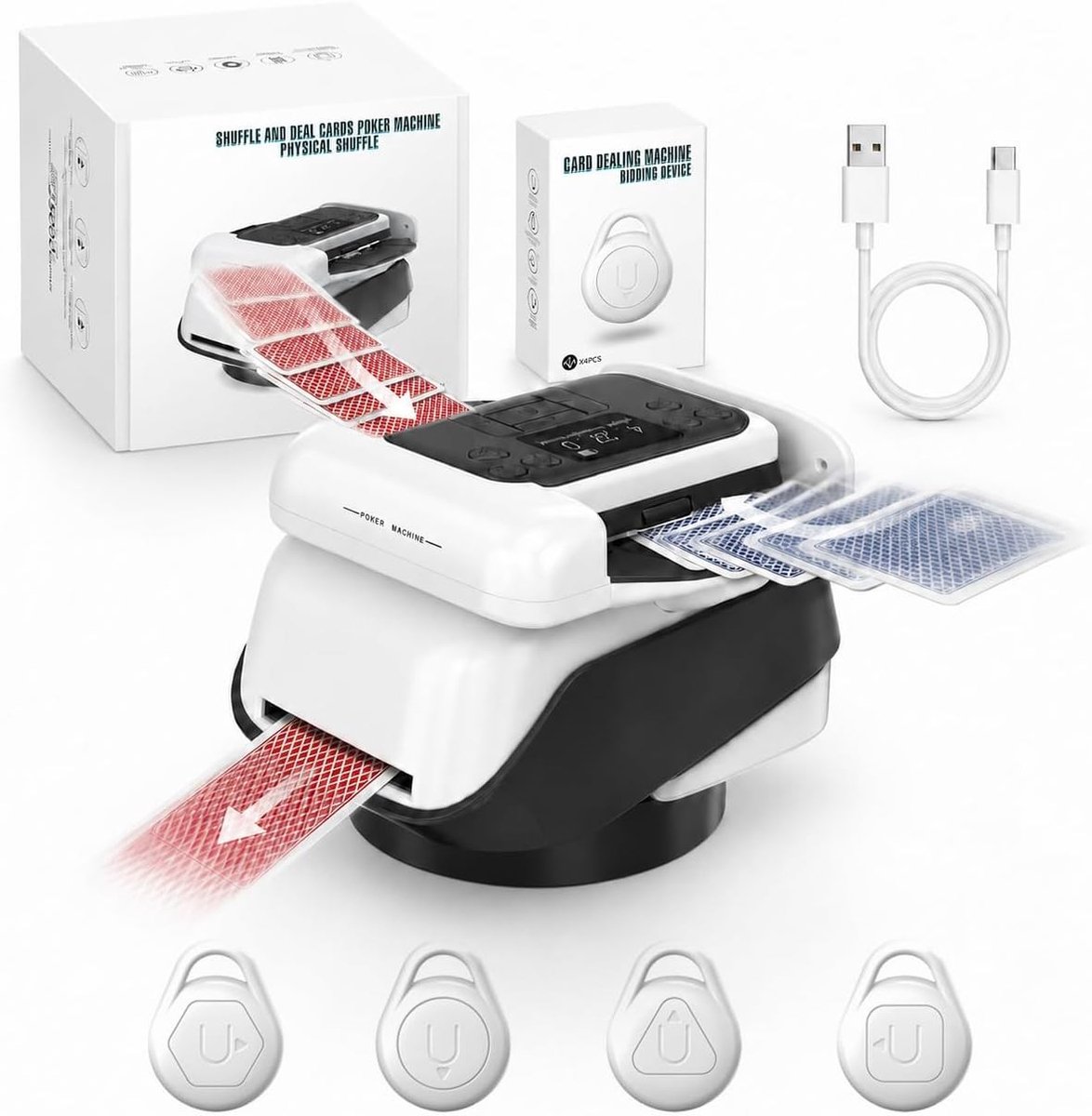 Elektrische kaartenmixer voor poker en speelkaarten, automatische 2-deck mixer, werkt op batterijen, ideaal voor spelletjesavonden