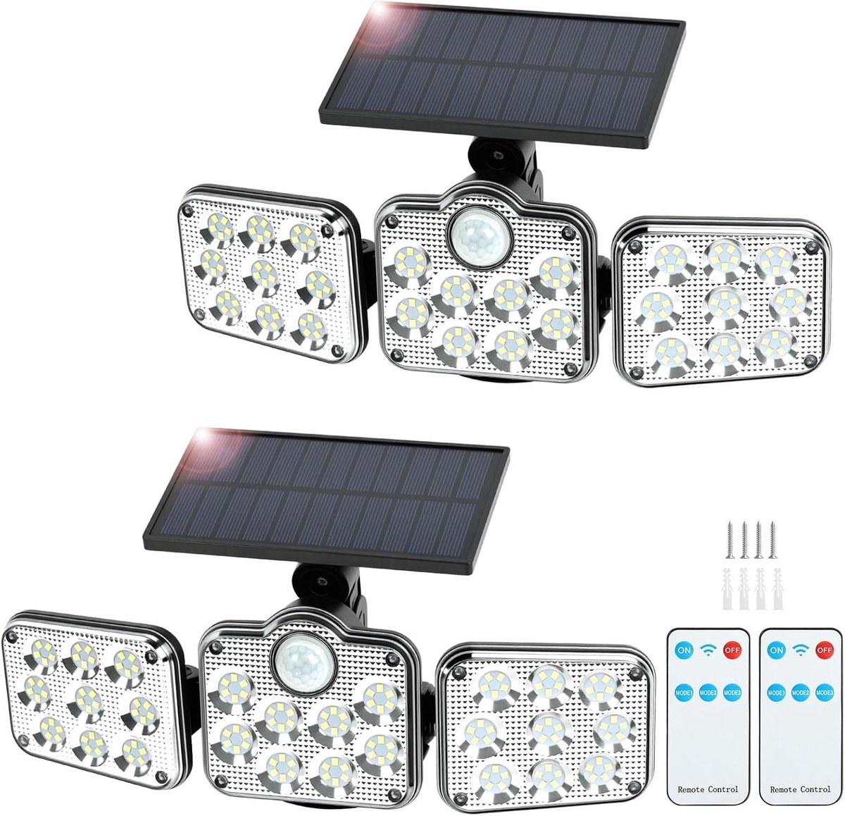 Zonnelampen voor Buiten met Bewegingsmelder - Zwart - LED Verlichting - Voor Tuin en Oprit