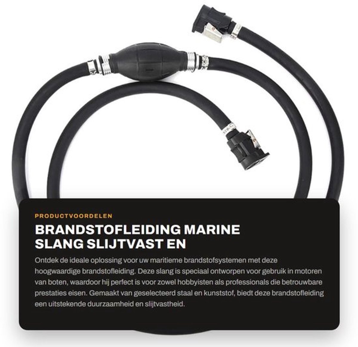 Brandstofleiding Hoogwaardig - Brandstofslang 3/8 inch - Brandstofslang Set - Marine Slang - Slijtvast - Zwart, 7 voet