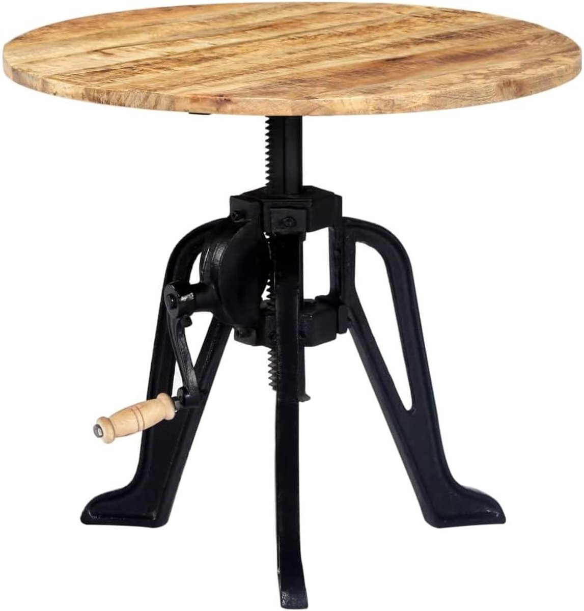 Bijzettafel Hout Gietijzer - Houttafel Industrieel - Woonkamer Decoratie - Hoogte Verstelbaar - 60 x (46-63) cm - Bruin