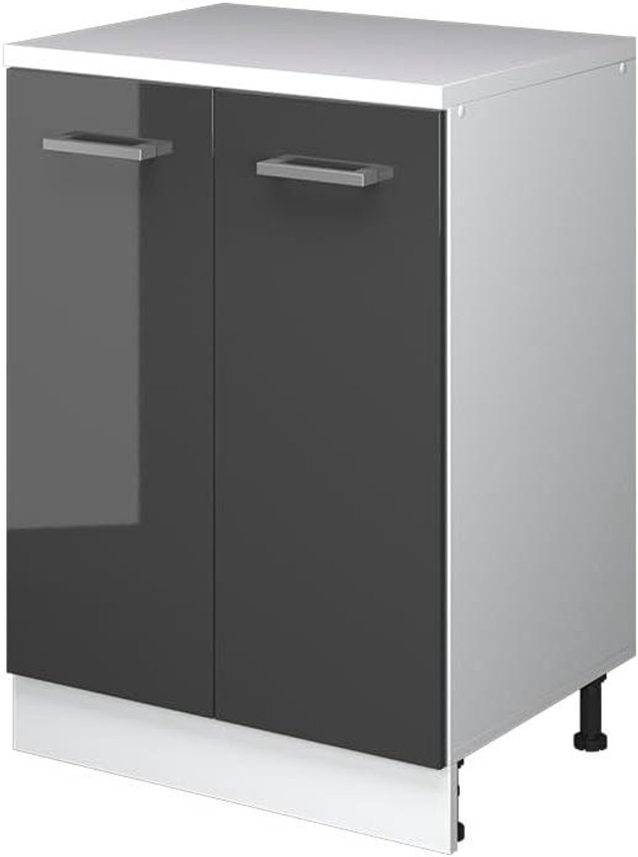 Keukenkast schuine wand - Muurkast keuken - Opbergruimte creëren - Verbindend element - 60 cm breed - Antraciet Hoogglans
