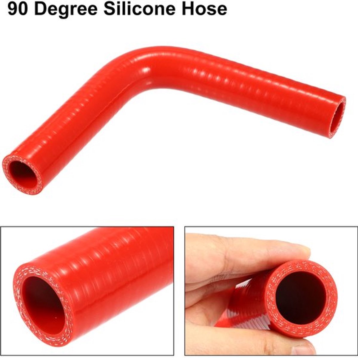 Siliconen Slang 90 Graden Bocht - Universele Koppeling - Binnendiameter 25mm - Lengte 150mm - Rood - Duurzaam Materiaal - Koelslang