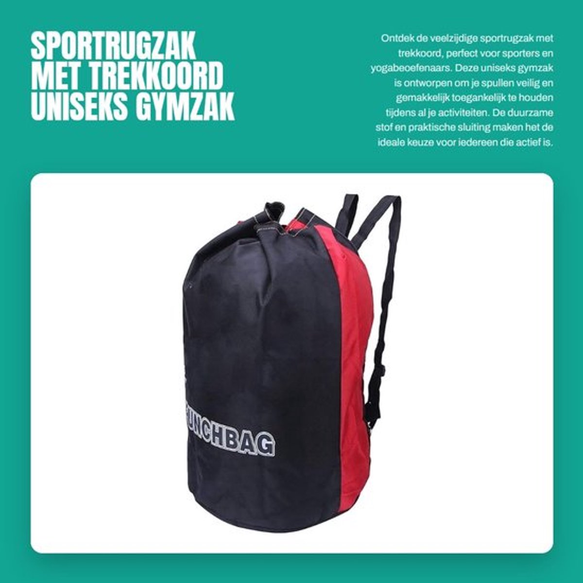 Sportrugzak met trekkoord - Uniseks gymtas - Snelsluitingsgesp - Draagriem - Ideaal voor sport/yoga - Perfecte afmetingen