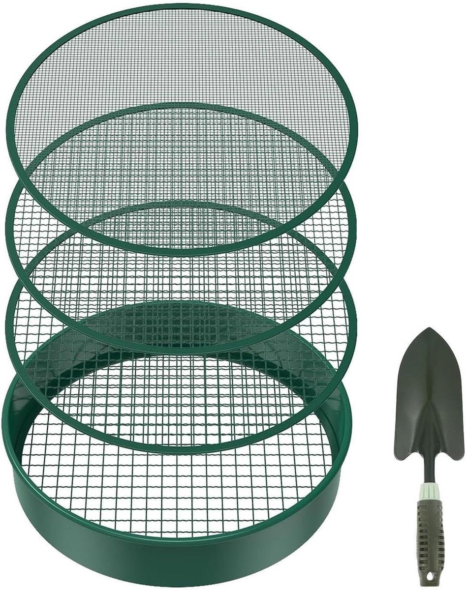 Tuincompostzeef - Bodembak Zeef - Grond Zeven - Verwisselbare Netten - 30 cm - Donkergroen