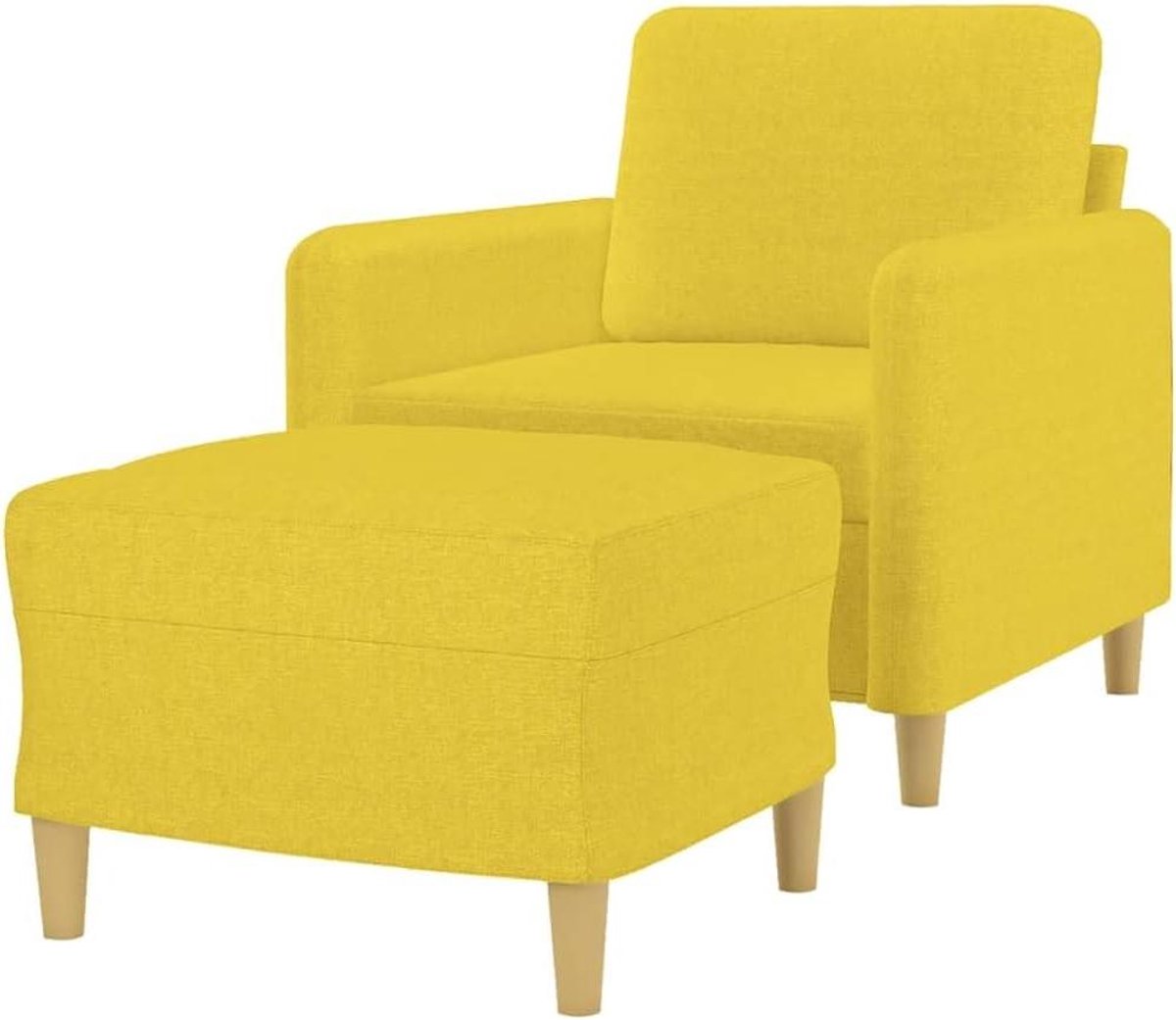 Fauteuil met voetenbank - Comfortabele stoel - Ontspannen thuis - Duurzame stof - 60 cm - Lichtgeel