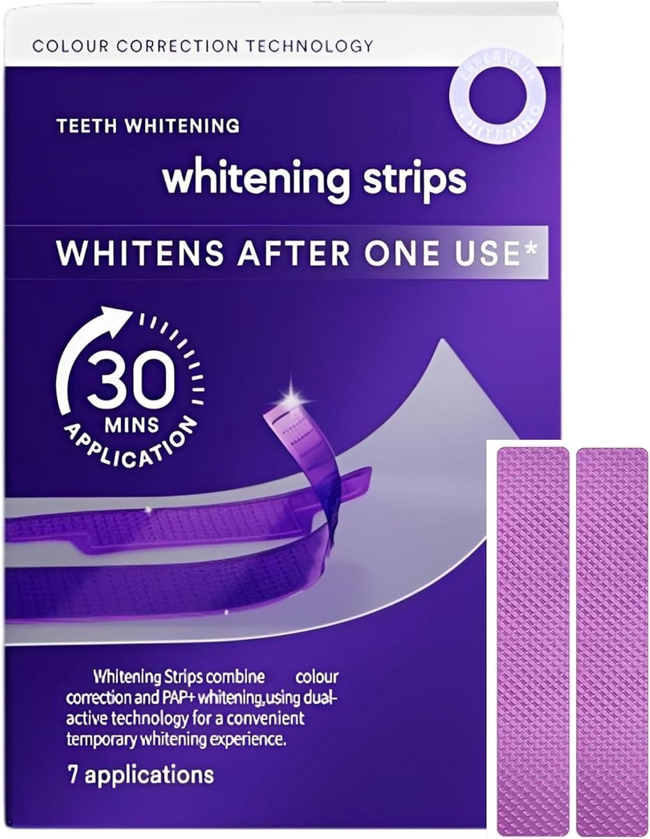 Whitening Strips voor Wittere Tanden - 7 Toepassingen voor Tanden Bleken, Geen Gevoeligheid en Snel Vlekken Verwijderen