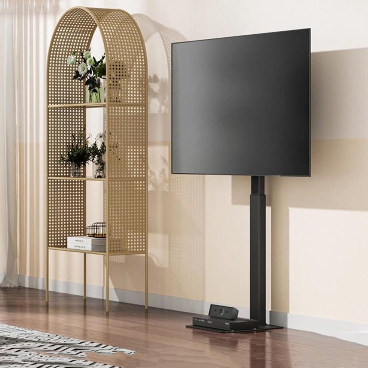 Draaibare TV Standaard - Vloer TV Houder - Betere Kijkhoek - Ruimtebesparend Ontwerp - 37-70 inch - Zwart