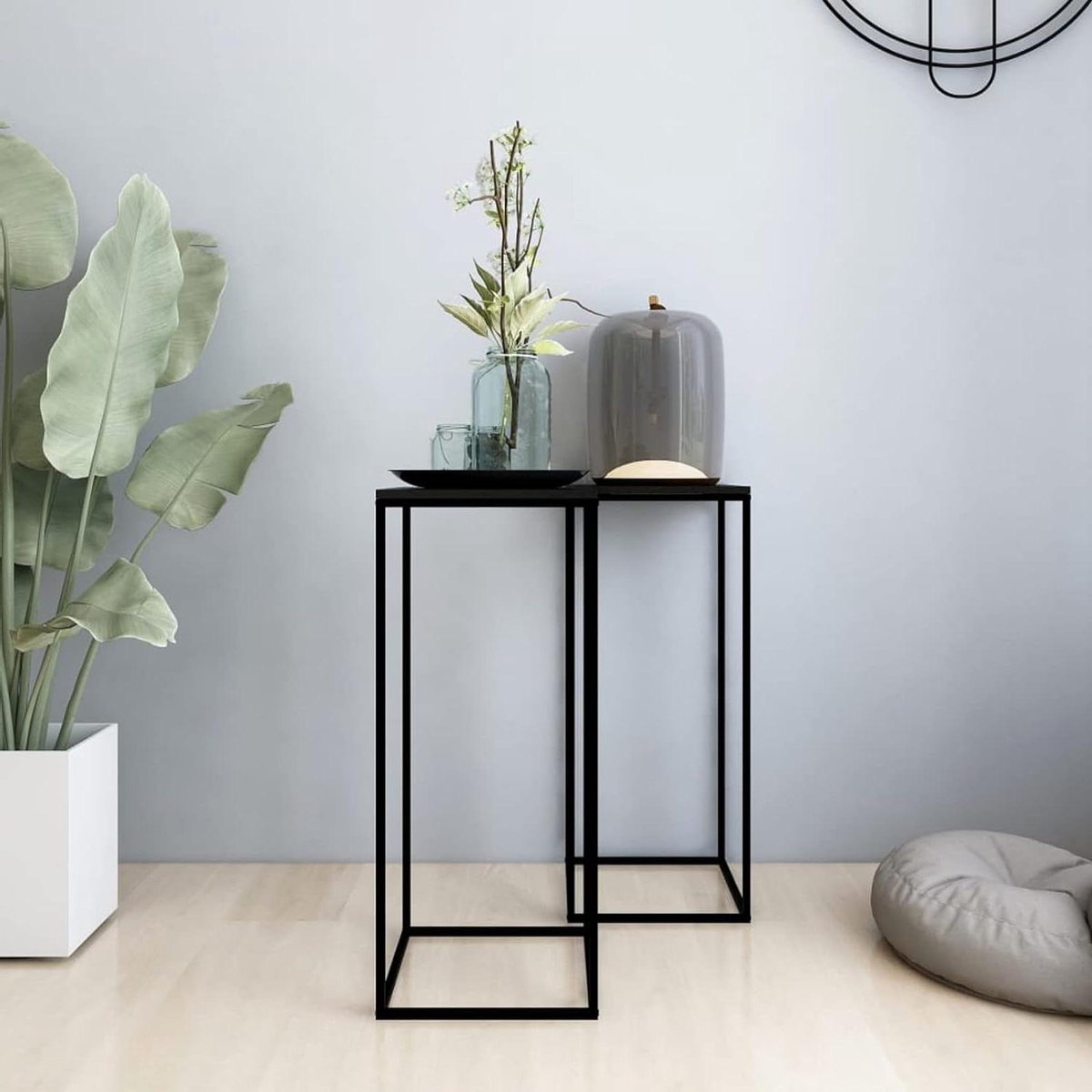 Bijzettafels Set - Kleine Tafels - Woonkamer Decoratie - Robuuste Stalen Frame - 25x25x60 cm - Zwart