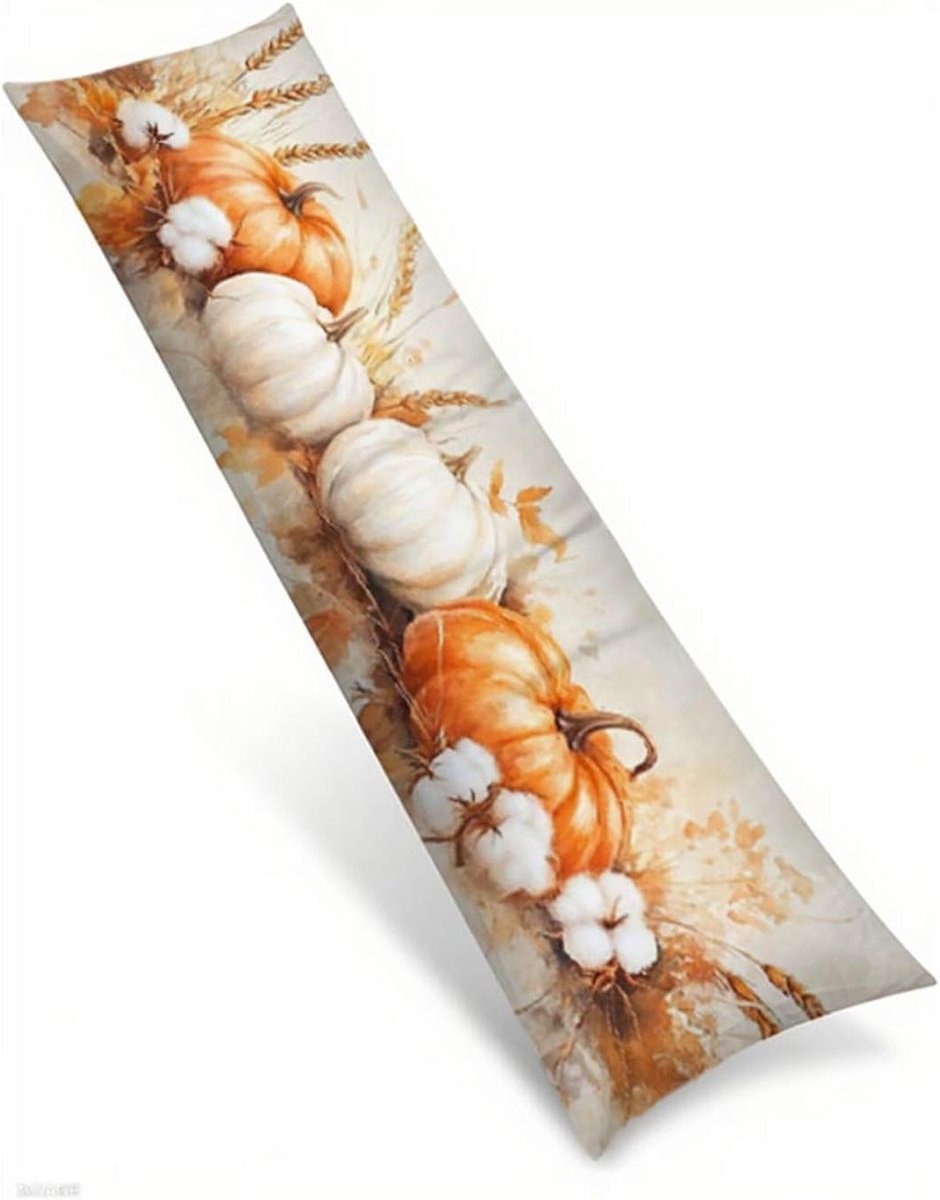 Zijslaapkussen Overtrek - Lichaamskussenhoes Lang Kussen - Comfortabel Slapen - Dubbelzijdig Bedrukt - 50 x 135 cm - Pompoen