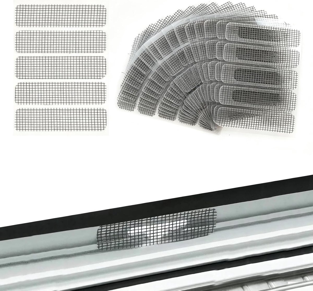 Set van 100 zelfklevende glasvezel muggennetten voor effectieve insectenbescherming en ventilatie