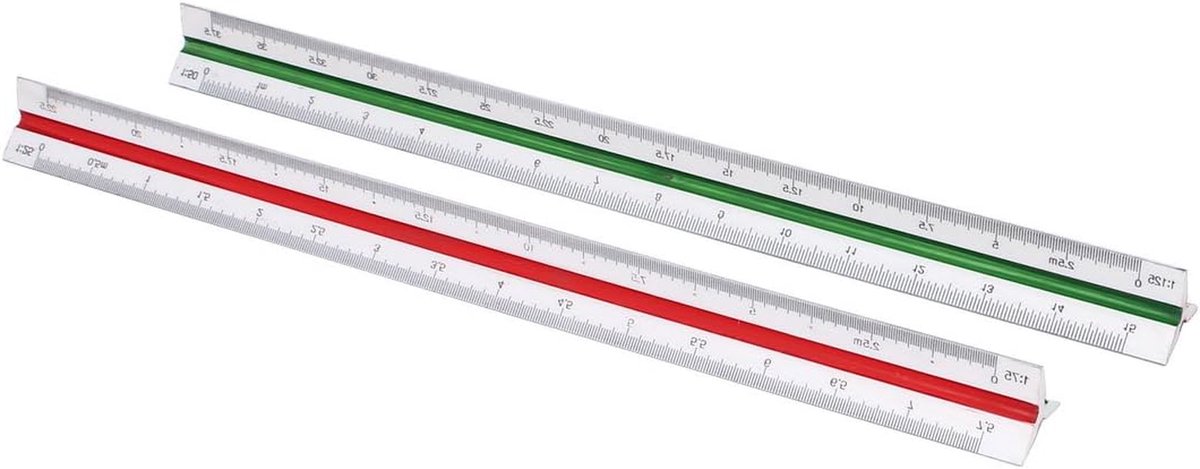 Driehoekige Liniaal - Schaal Liniaal - Nauwkeurig Tekenen - 2 in 1 Set - 32.5 cm - Meerdere Kleuren