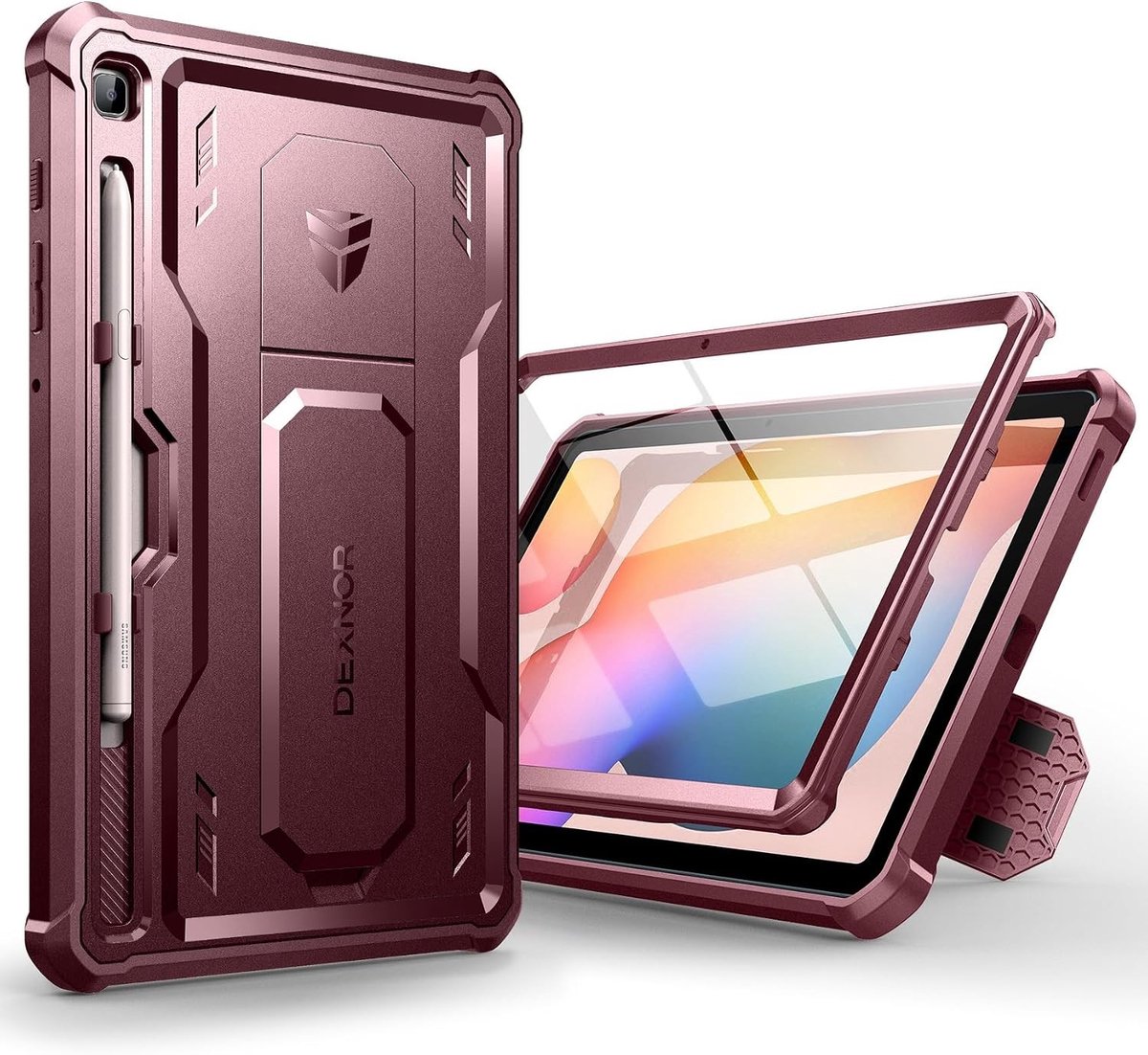 Robuuste Heavy Duty Bescherming voor Galaxy Tab S6 Lite met Ingebouwde Schermbeschermer en Kickstand - Schokbestendige Hoes voor Tablet