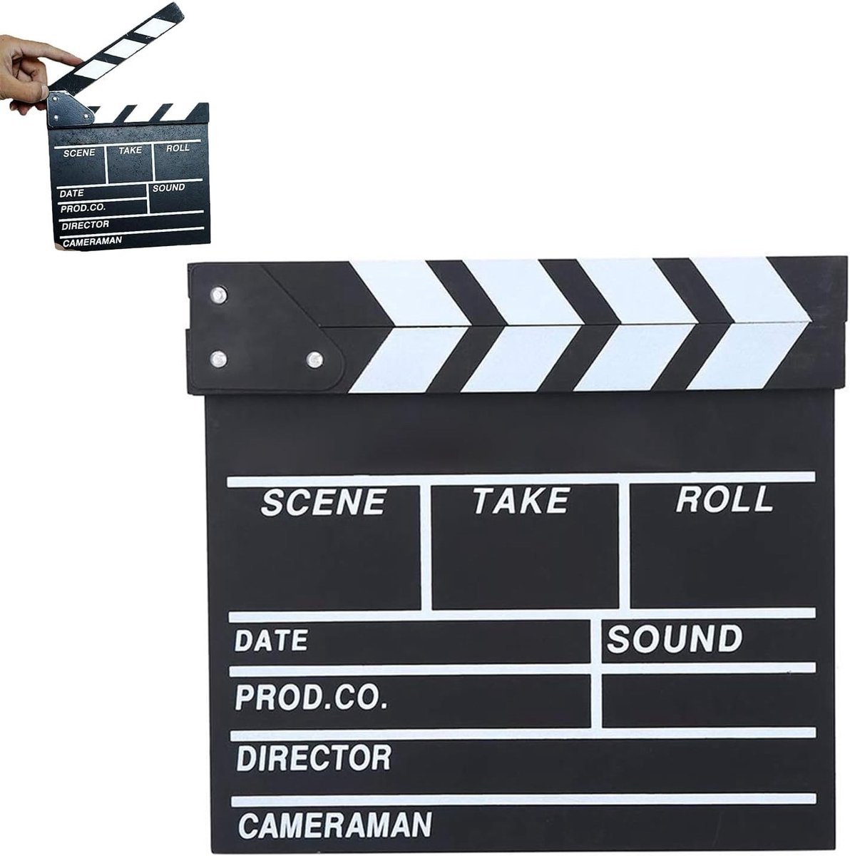 Houten Klapbord voor Filmproductie, 20 x 20 cm, Ideaal voor Regisseurs en Filmmakers, Perfect voor Actiescènes en Opnames