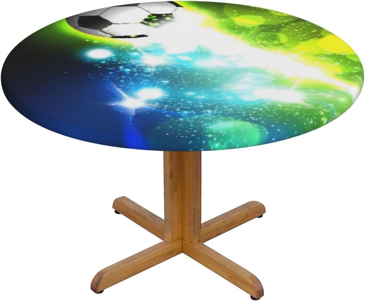 Tafelkleed Voetbal - Tafelbeschermer Rond - Beschermen en Decoreren - Elastische Rand - 138 cm Diameter - Voetbalprint