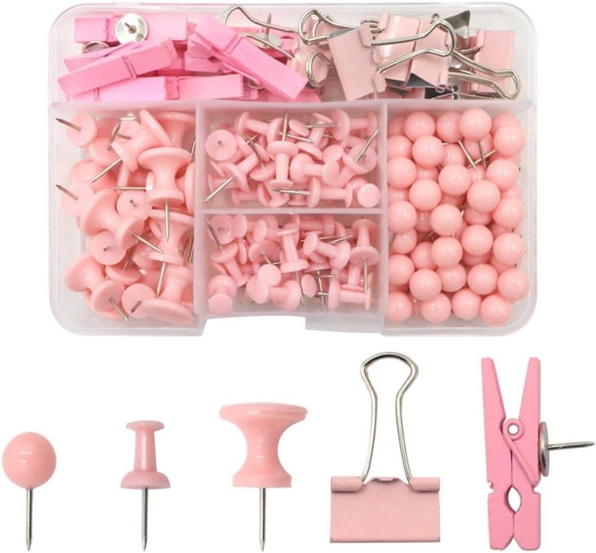 Roze Priknaalden - Punaises Kaartspelden - Borden Organiseren - Roestvrij Staal Punten - 200 Stuks - Roze