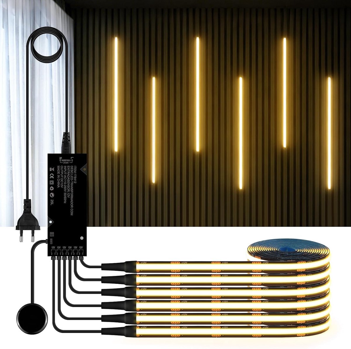 LED-strip - Wit - 1M - Snijdbaar met Dimmerschakeling - Voor Vitrines en Keukens