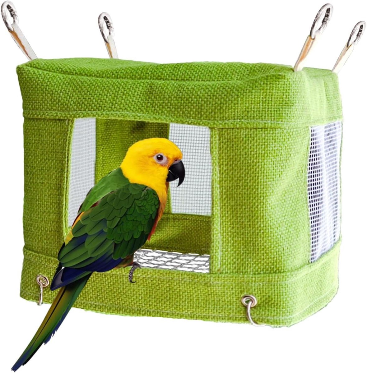 Vogelhuisje Hangend - Vogelbed Hut - Rusten en Nestelen - Geventileerde Bodem - 20B x 5H cm - Enkele Attribuut