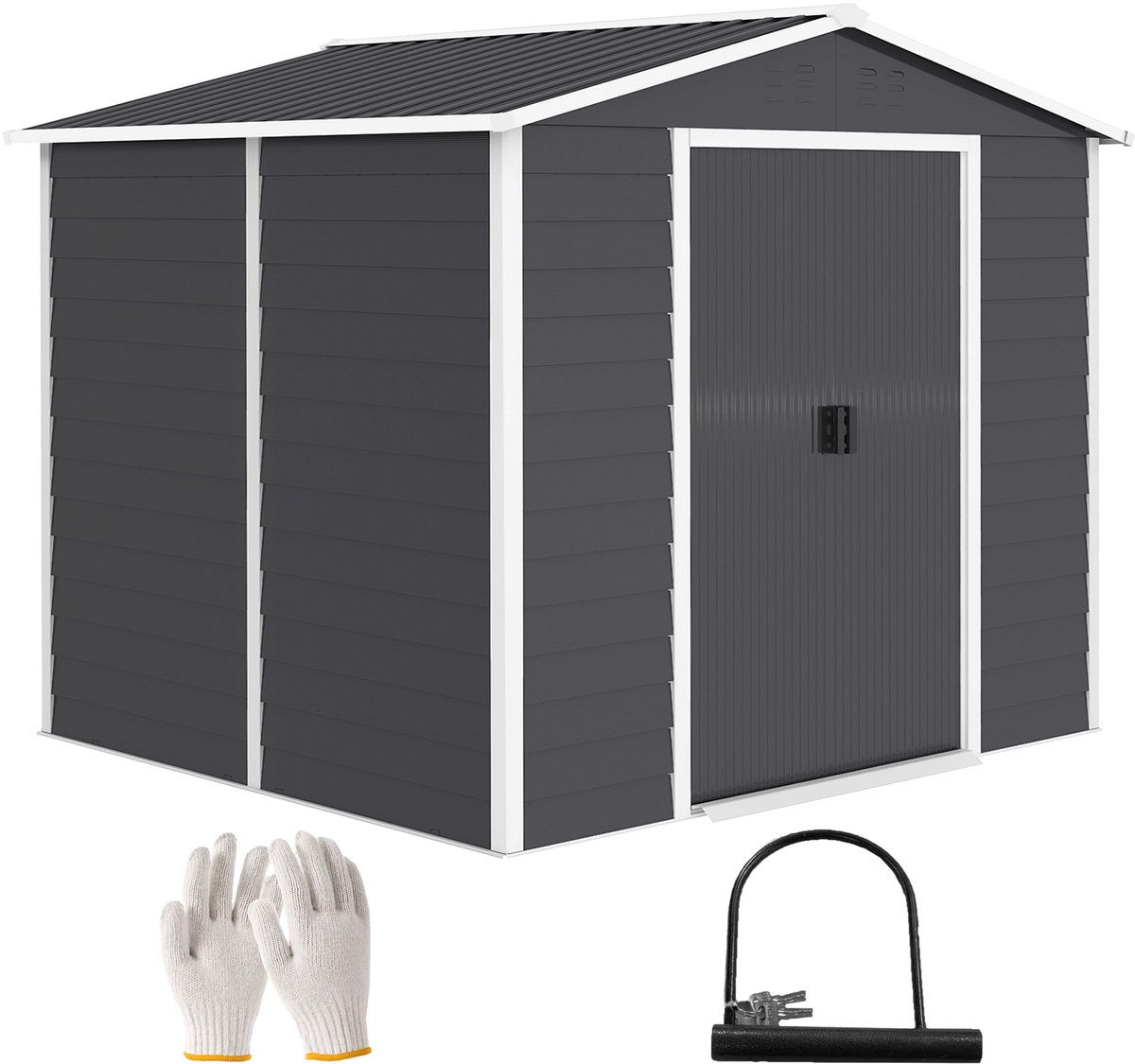 Metalen tuinschuur - weerbestendig en roestvrij - afsluitbaar - 2 - 40 x 2 - 06 x 1 - 98 m - donkergrijs
