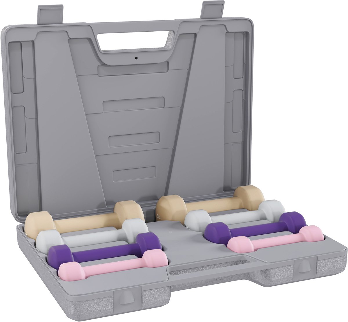 Halterset - 4 paar halters van 0 - 5 kg tot 10 kg met opbergkoffer - gietijzeren halterset - zeshoekig